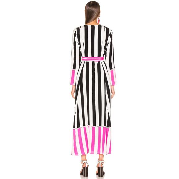 We Are‎ Leone Dress Silk Contrast Maxi Cardigan Striped Belted Long Sleeve S/M - Picture 9 of 14